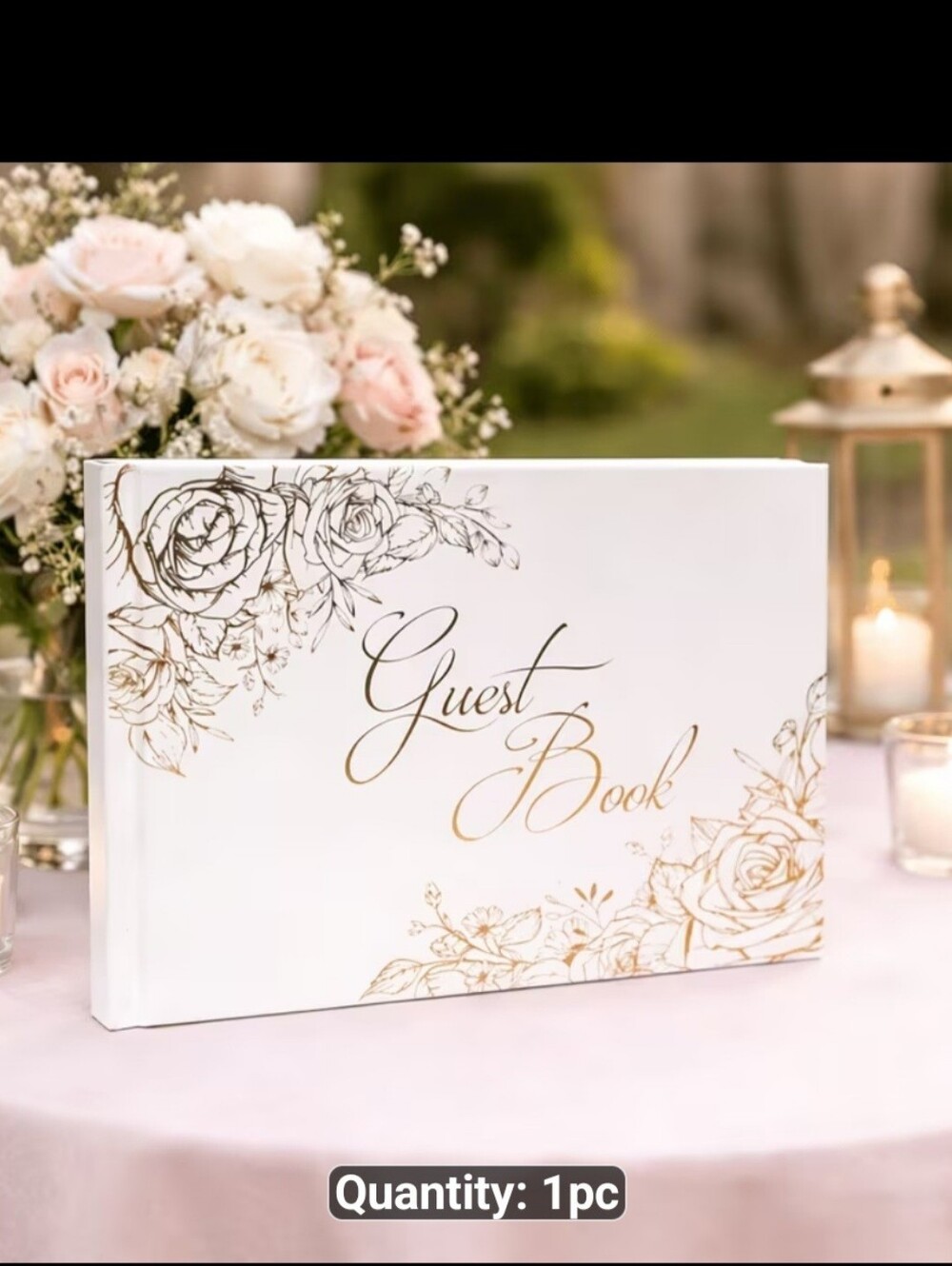 NEW BEAUTIFUL LARGE DECORATED WEDDING GUEST BOOK 9" X 7"